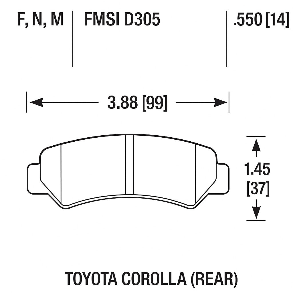 HAWK HB203N.550 Rear Brake Pads HP Plus for TOYOTA Corolla FX 1987 Photo-1