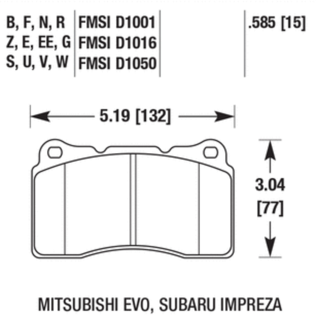HAWK HB453G.585 Front Brake Pads DTC-60 for SUBARU Impreza WRX STI 2006-2015 / TOYOTA (GT86 / GR86) / MITSUBISHI Lancer EVO 2003-2014 Photo-1
