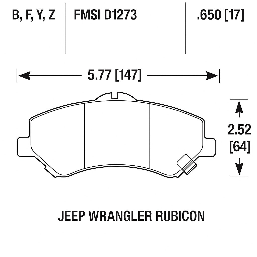 HAWK HB569Y.650 Front Brake Pads LTS for JEEP Wrangler (JK / JL) 2007-2020 Photo-1