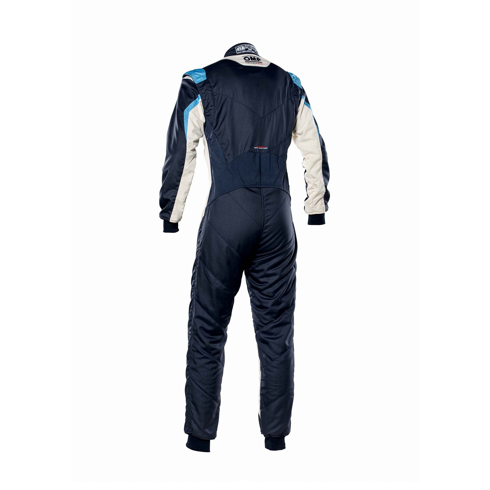 OMP IA0-1859-B01-246-48 Racing suit TECNICA EVO MY2021, FIA 8856-2018, navy blue/white/grey/cyan, size 48 Photo-1