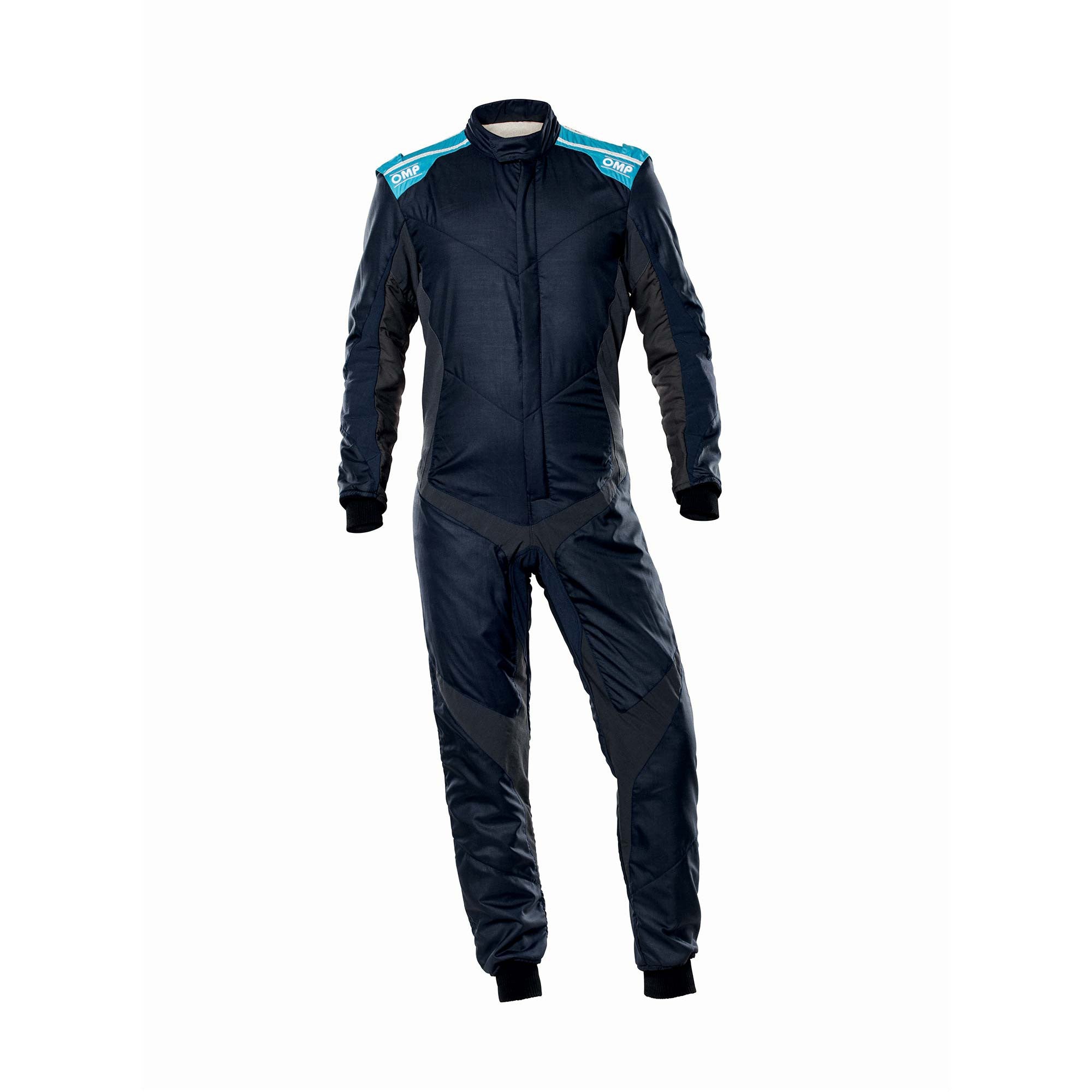 OMP IA0-1861-A01-246-54 Racing suit ONE EVO X, FIA 8856-2018, navy blue/gray/cyan, size 54 Photo-0