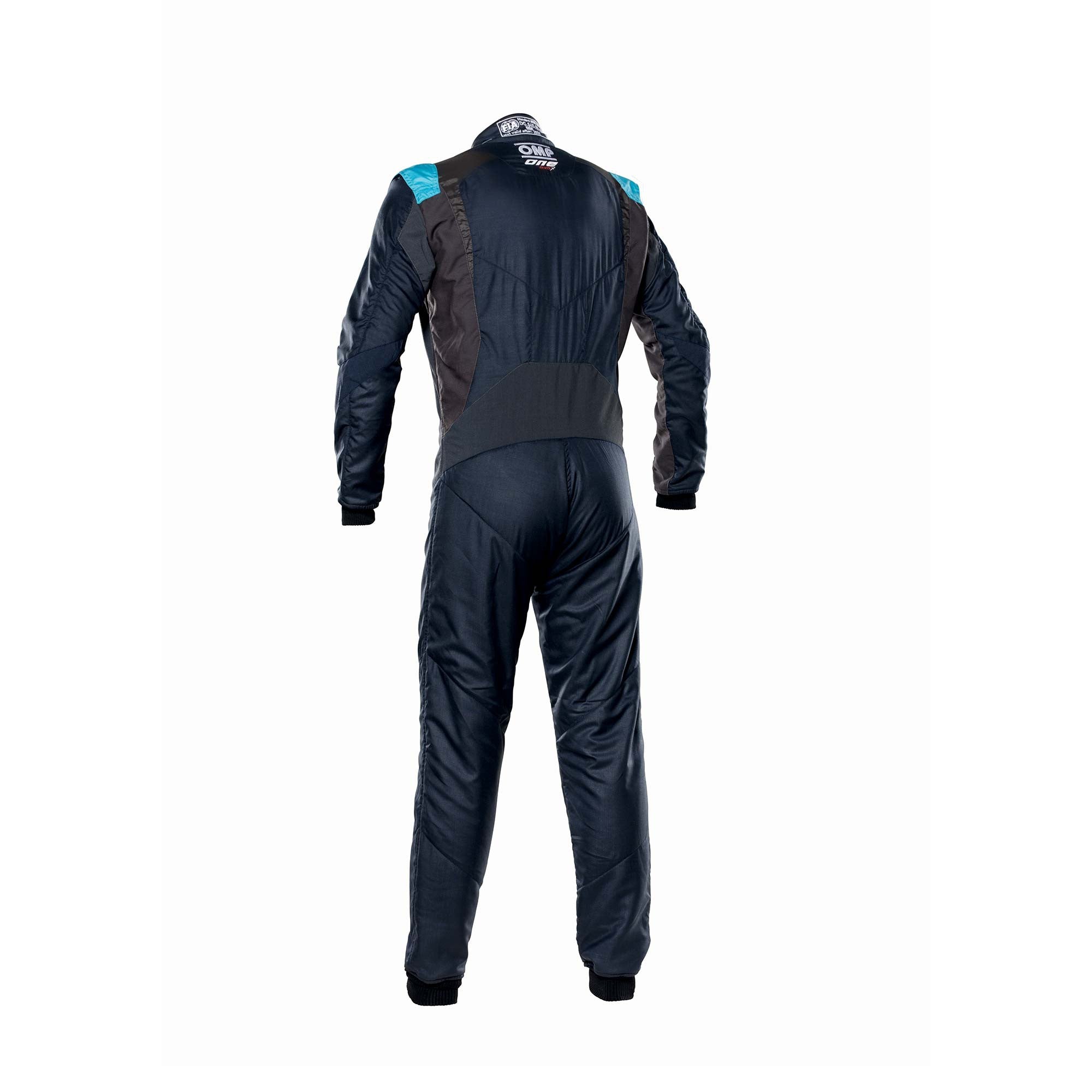 OMP IA0-1861-A01-246-60 Racing suit ONE EVO X, FIA 8856-2018, navy blue/gray/cyan, size 60 Photo-1