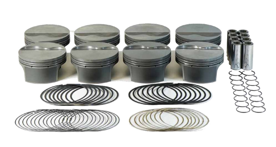MAHLE 930226930T Piston Kit Flat Top (388cid 4.130 x 1.304CH, 3.622stroke, 6.125rod, 0.927pin, -5.8cc, 481g, 10.4CR, 2618) for CHEVROLET LSX Photo-0