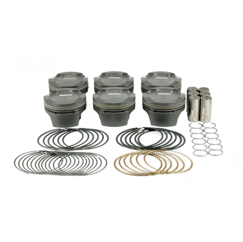 MAHLE 197832209T Piston Kit with TBC (84.00mm x 31.7mm CH, 89.6mm stroke, 145.05mm rod, 22mm pin, -17.2cc, 314g, 10.2CR, 2618) for BMW M54B30 3.0L Photo-0