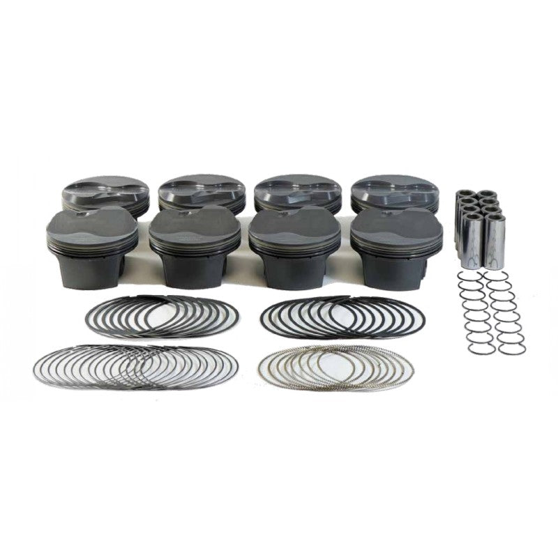 MAHLE 197719270T Piston Kit Dome (377cid 4.070 x 1.314CH, 3.622stroke, 6.125rod, 0.927pin, 2.0cc, 496g, 11.1CR, 4032) for CHEVROLET LS3/L92 6.0L/6.2L Photo-0