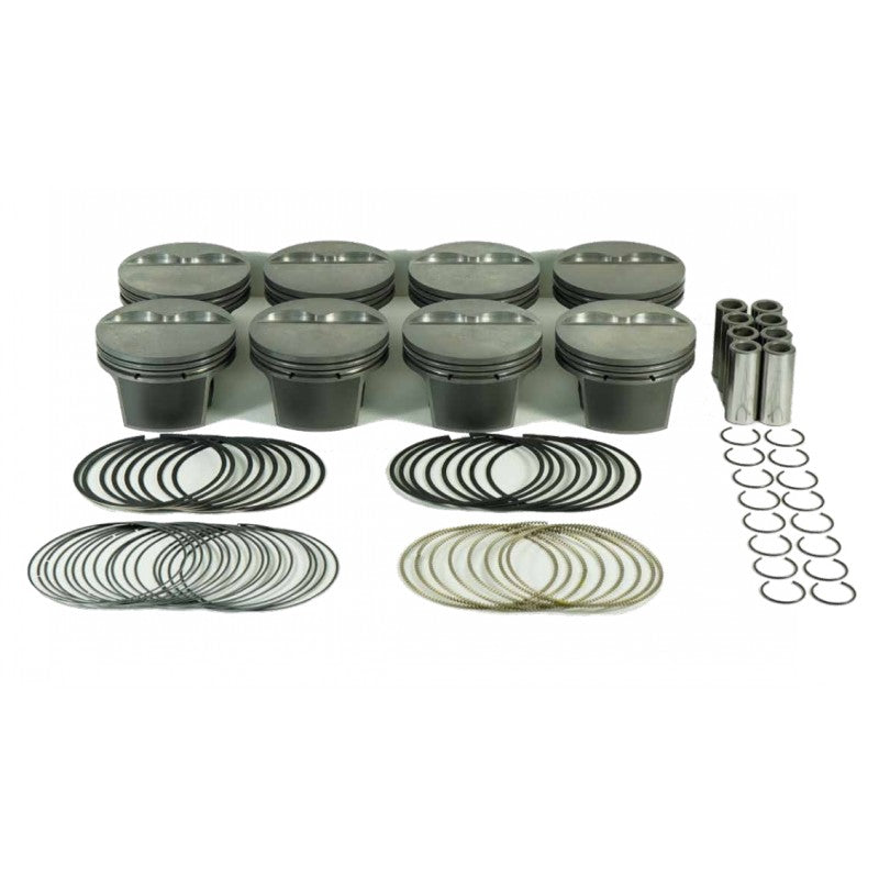 MAHLE 197725140T Piston Kit with TBC (357cid 4.040 x 1.550CH, 3.480/3.500stroke, 5.700rod, 0.927pin, -5.0cc, 467g, 10.3CR, 4032) for CHEVROLET Small Block Photo-0