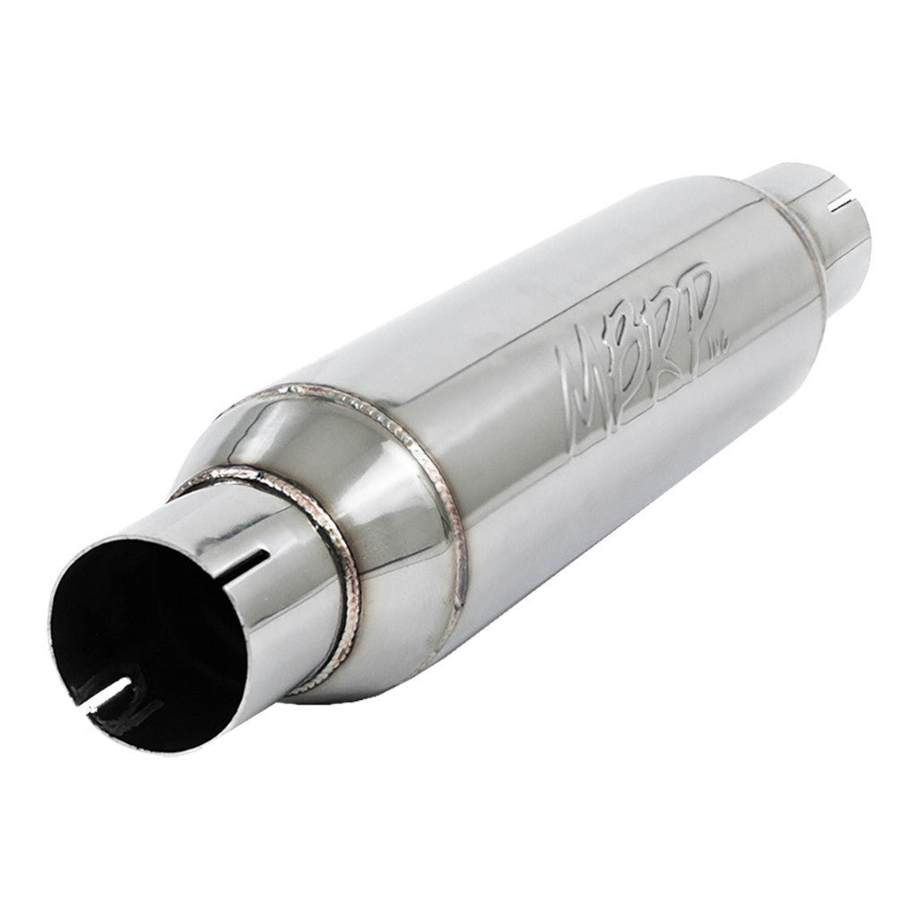 MBRP R1012 Resonator Armor Pro (T304 Stainless Steel / 2.5" In/Out / 16" Body / 4” OD / 20" Overall Length) Photo-0