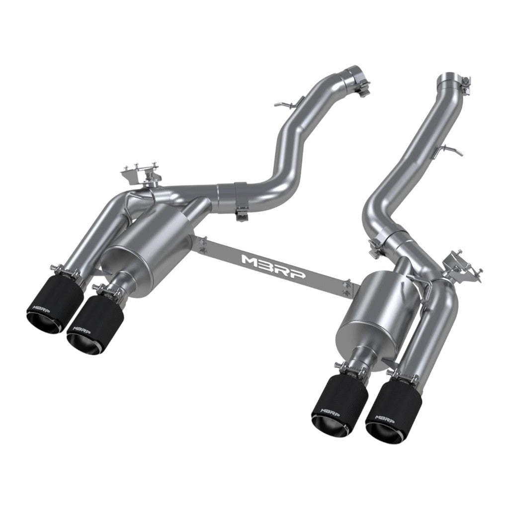 MBRP S45023CF Resonator-Back 3" Armor Pro (T304 Stainless Steel / Dual Rear with Carbon Tips) for BMW M2 Competition (F87) 2019-2021 Photo-0