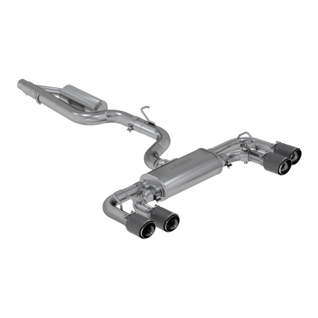 MBRP S46053CF Cat-Back 3" Armor Pro (T304 Stainless Steel / Quad with Carbon End Tips) for VW Golf R (MK7 / MK7.5) 2015-2019 Photo-0