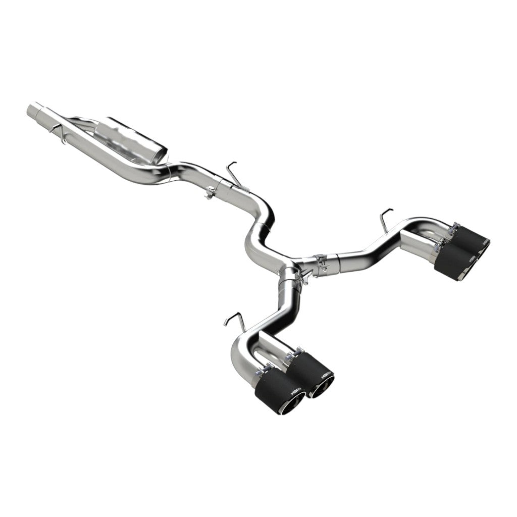 MBRP S46123CF Cat-Back 3" Armor Pro (T304 Stainless Steel / Quad with Carbon End Tips) for VW Golf R (MK8) 2022- Photo-0
