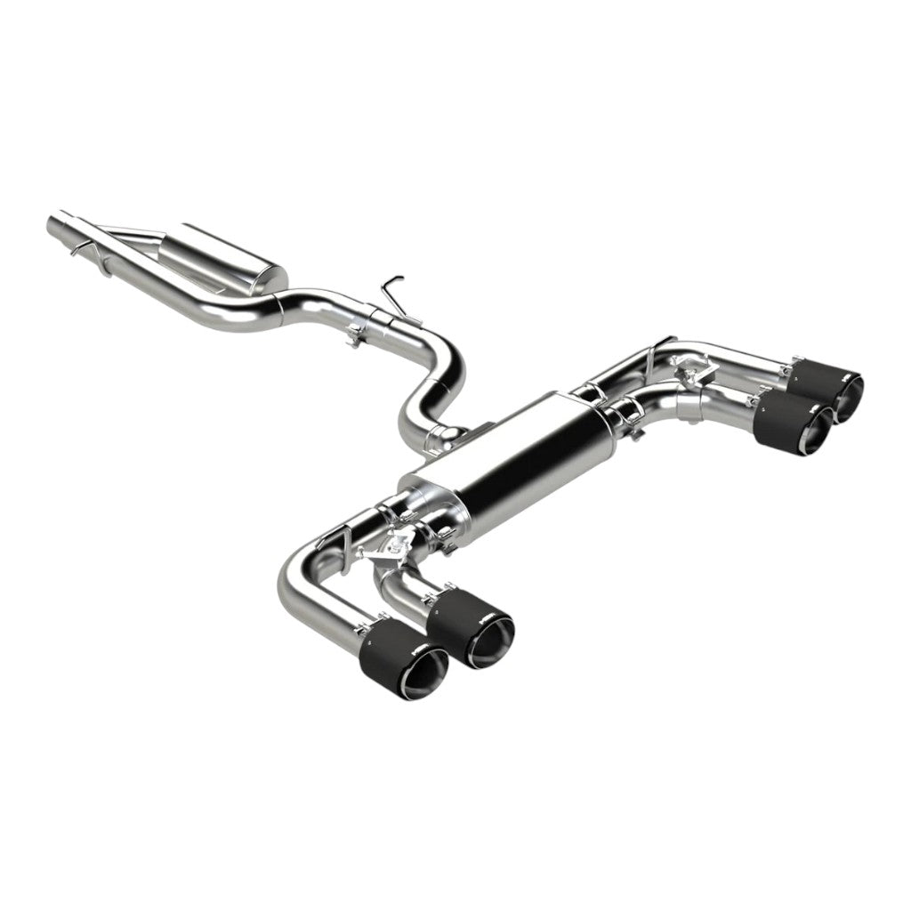 MBRP S46133CF Cat-Back 3" Armor Pro (T304 Stainless Steel / Quad with Carbon End Tips) for VW Golf R (MK8) 2022- Photo-0