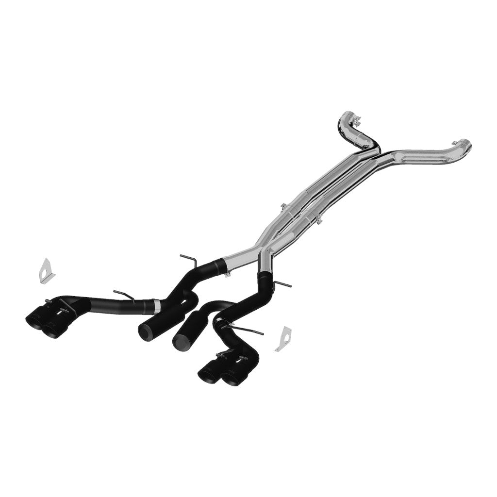 MBRP S7033BLK Cat-Back 3" Armor BLK (Black-Coated Aluminized Steel / Dual Quad Tips) for CHEVROLET Camaro ZL1 2017-2024 Photo-0