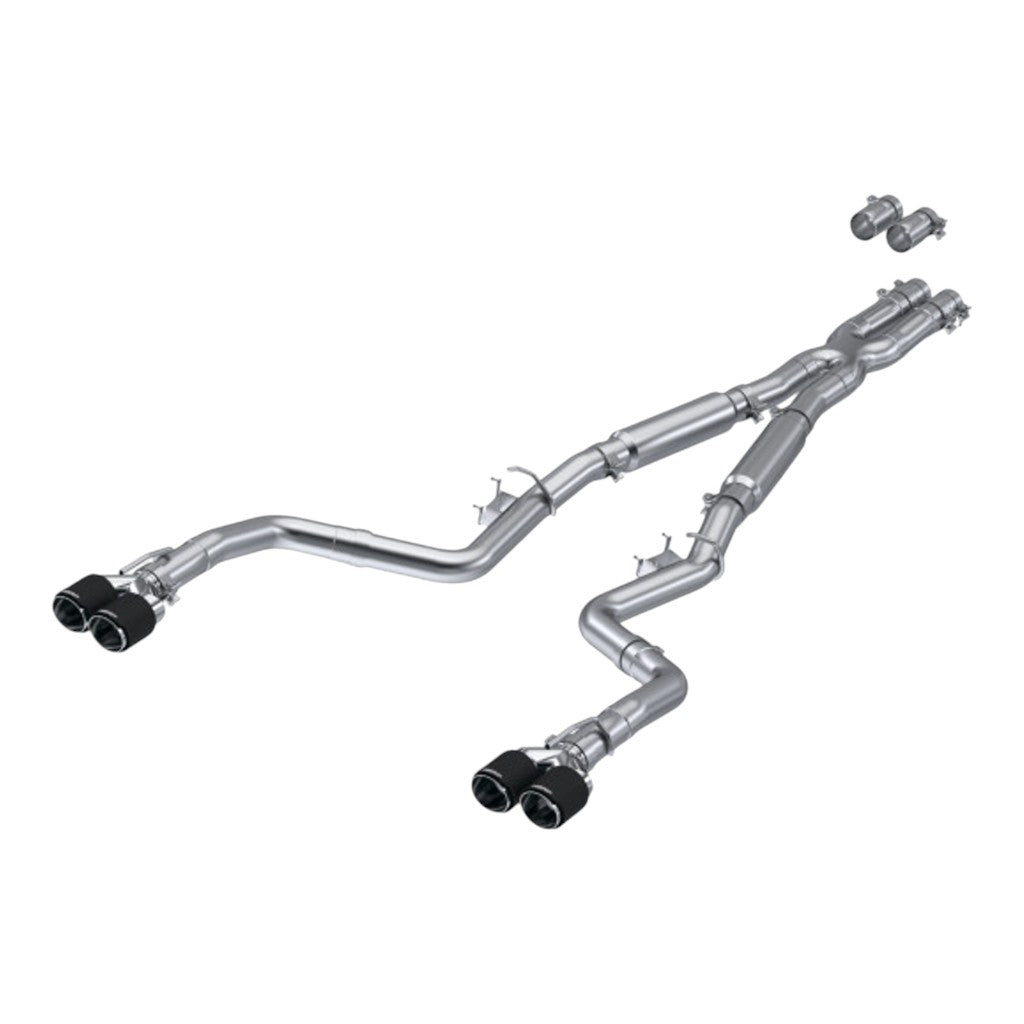 MBRP S71133CF Cat-Back 3" Armor Pro (T304 Stainless Steel / Dual Quad Tips with Carbon Tips) for DODGE Challenger 5.7 / 6.2L / 6.4L 2015-2023 Photo-0