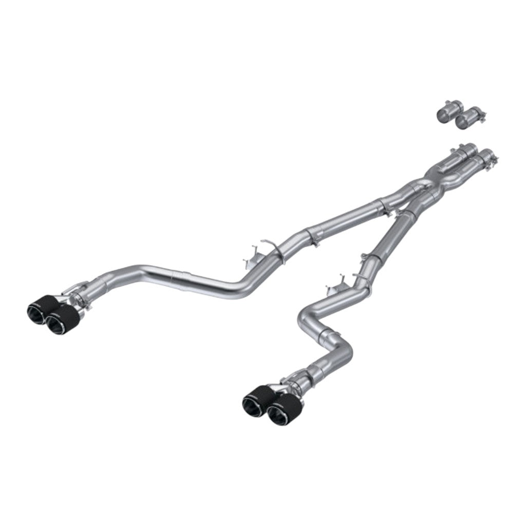 MBRP S71143CF Cat-Back 3" Armor Pro (T304 Stainless Steel / Dual Quad Tips with Carbon Tips) for DODGE Challenger 5.7 / 6.2L / 6.4L 2015-2023 Photo-0