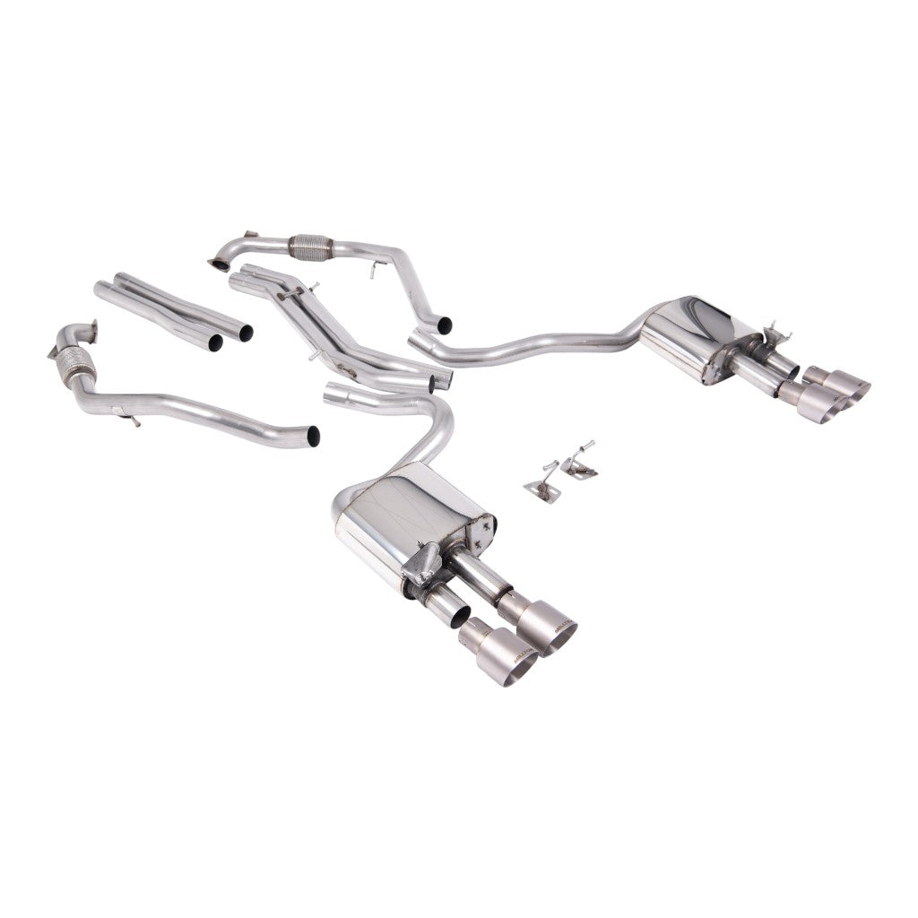 MILLTEK SSXAU1115 Cat-Back Exhaust, 2.5" (Brushed Titanium GT-100 Trims) for AUDI S5 (B9) 2017- Photo-0