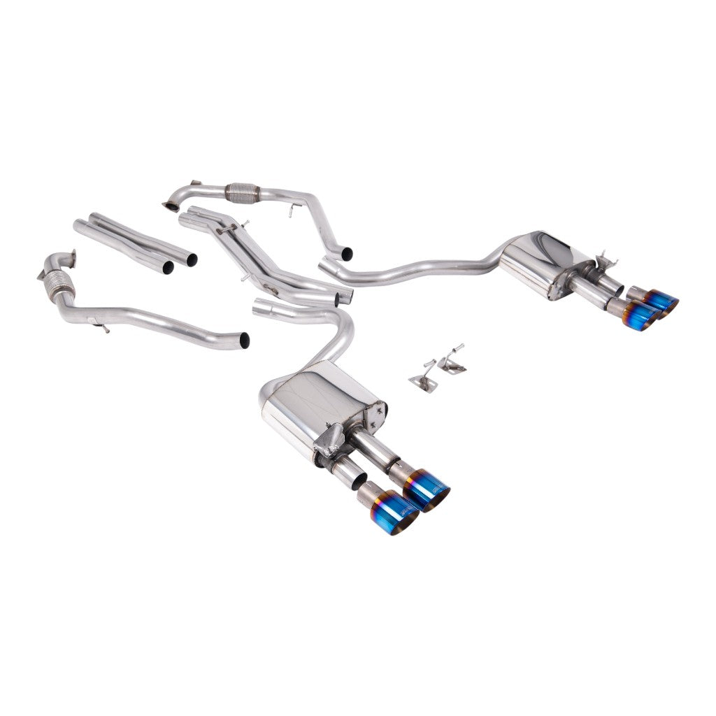 MILLTEK SSXAU1116 Cat-Back Exhaust, 2.5" (Blue Titanium GT-100 Trims) for AUDI S5 (B9) 2017- Photo-0