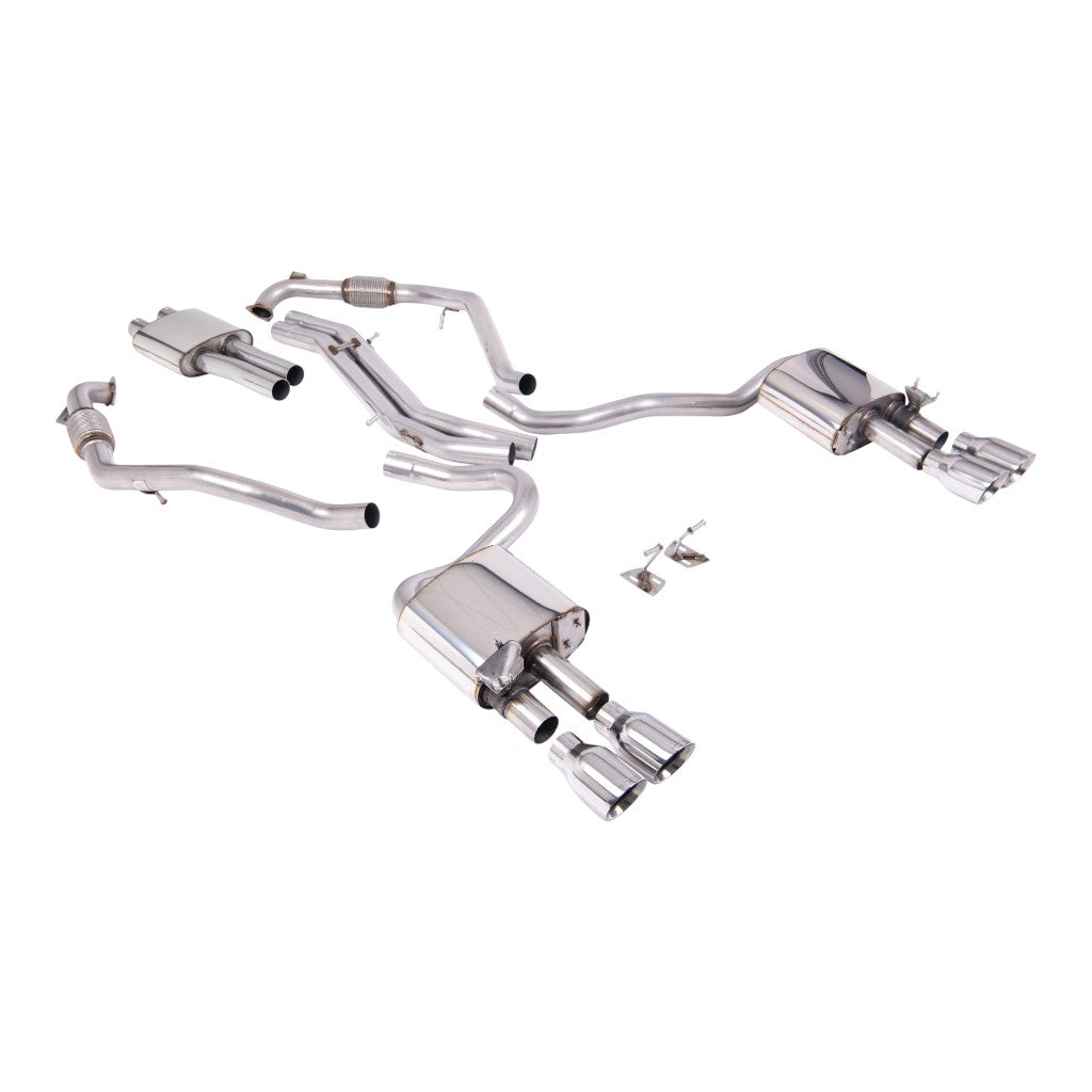 MILLTEK SSXAU1120 Cat-Back Exhaust, 2.5" (Polished GT-100 Trims) for AUDI S5 (B9) 2017- Photo-0