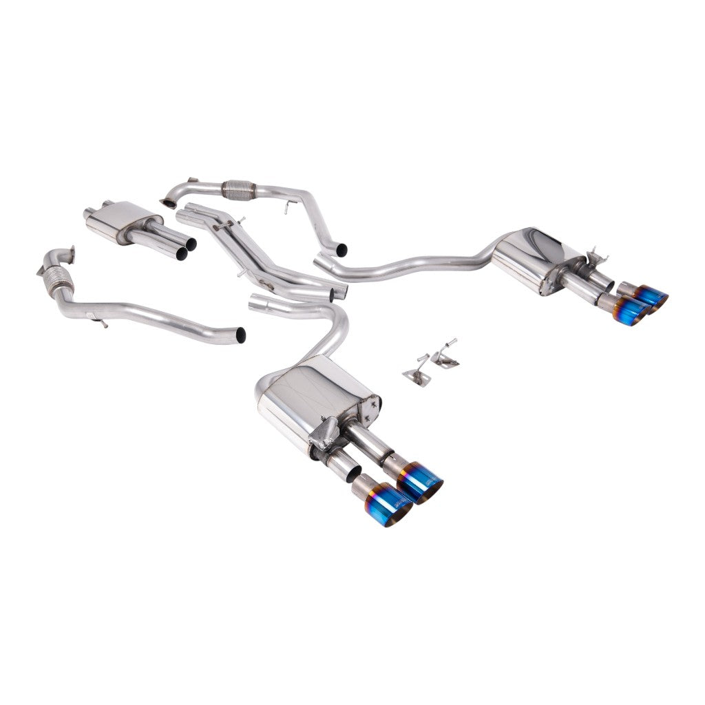 MILLTEK SSXAU1123 Cat-Back Exhaust, 2.5" (Blue Titanium GT-100 Trims) for AUDI S5 (B9) 2017- Photo-0