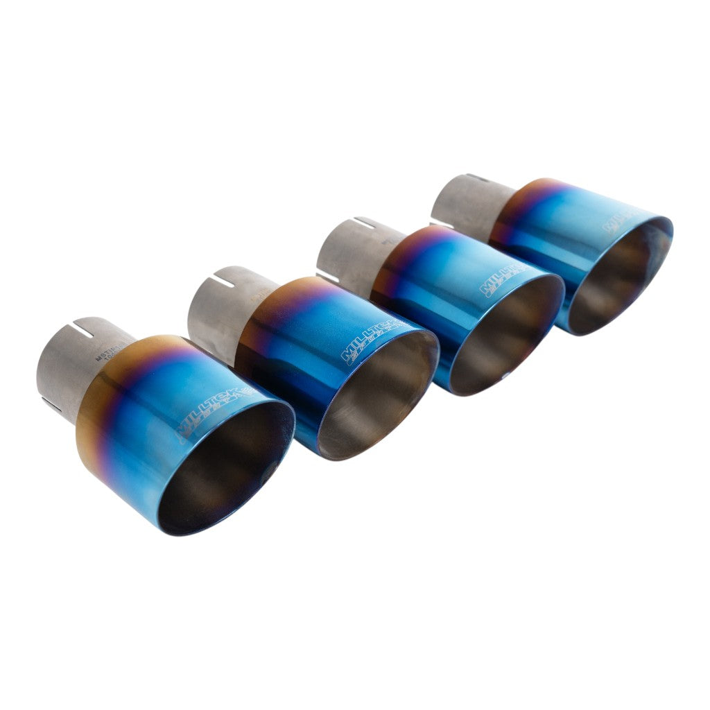 MILLTEK SSXAU1152 Cat-Back Exhaust, 2.5'' (Quad GT-100 Blue Titanium Trims) for AUDI S5 Coupe RHD (B9) 2017- Photo-1