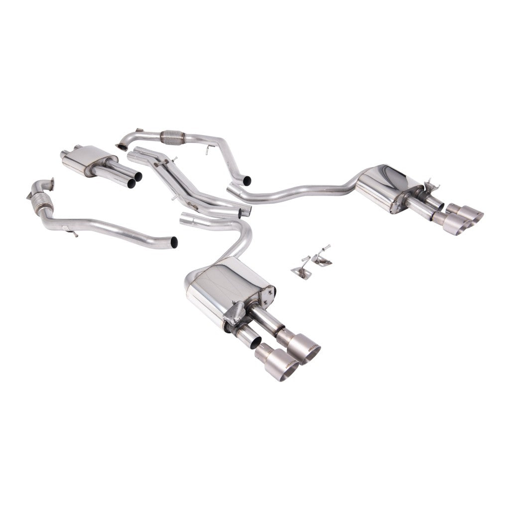 MILLTEK SSXAU1165 Cat-Back Exhaust, 2.5'' (Quad GT-100 Brushed Titanium Trims) for AUDI S5 Coupe / Sportback RHD (B9) 2017- Photo-0