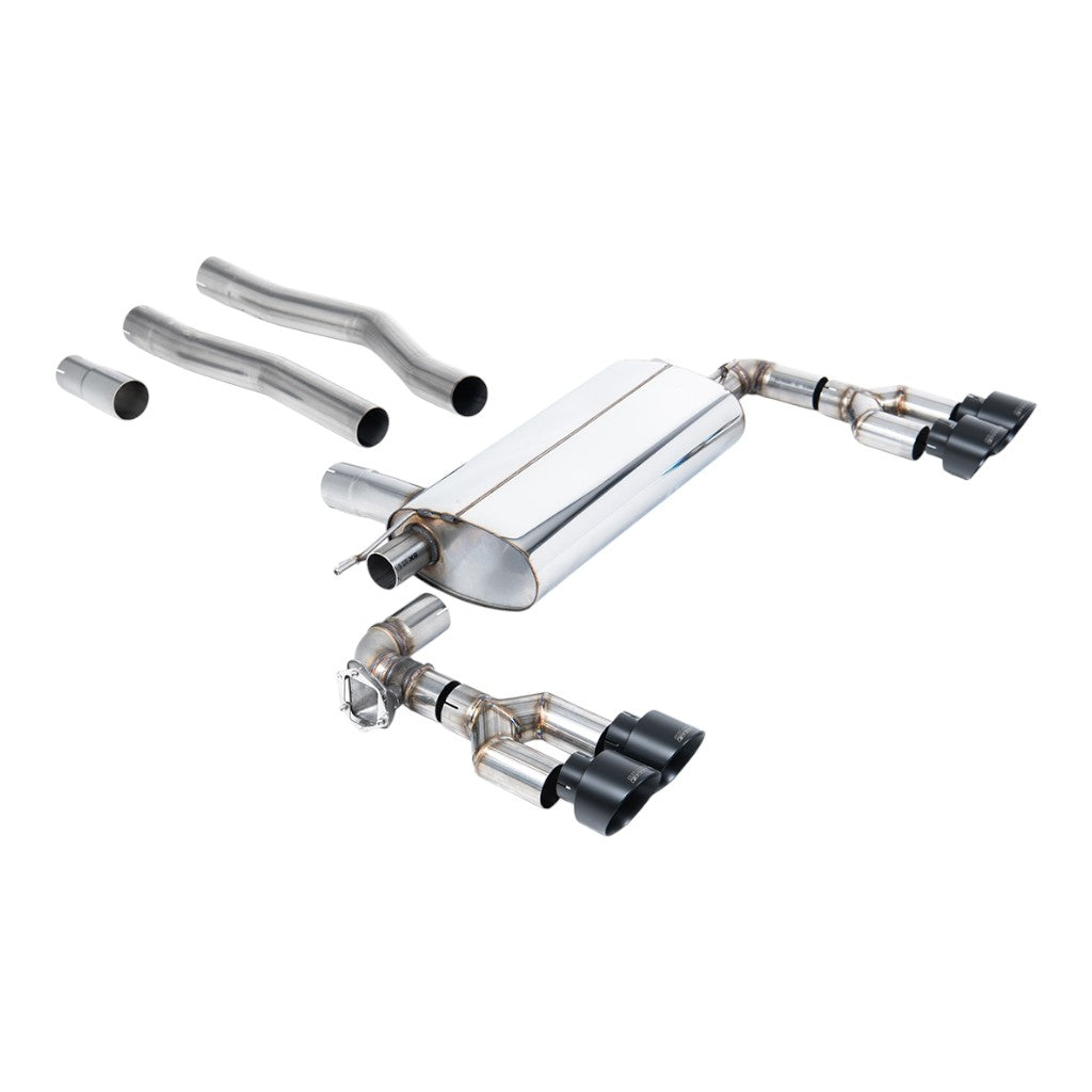 MILLTEK SSXBM1249 Filter-Back Exhaust, 3" (Cerakote Black GT-100 Trims) for BMW 128ti (F40) OPF/GPF Photo-0