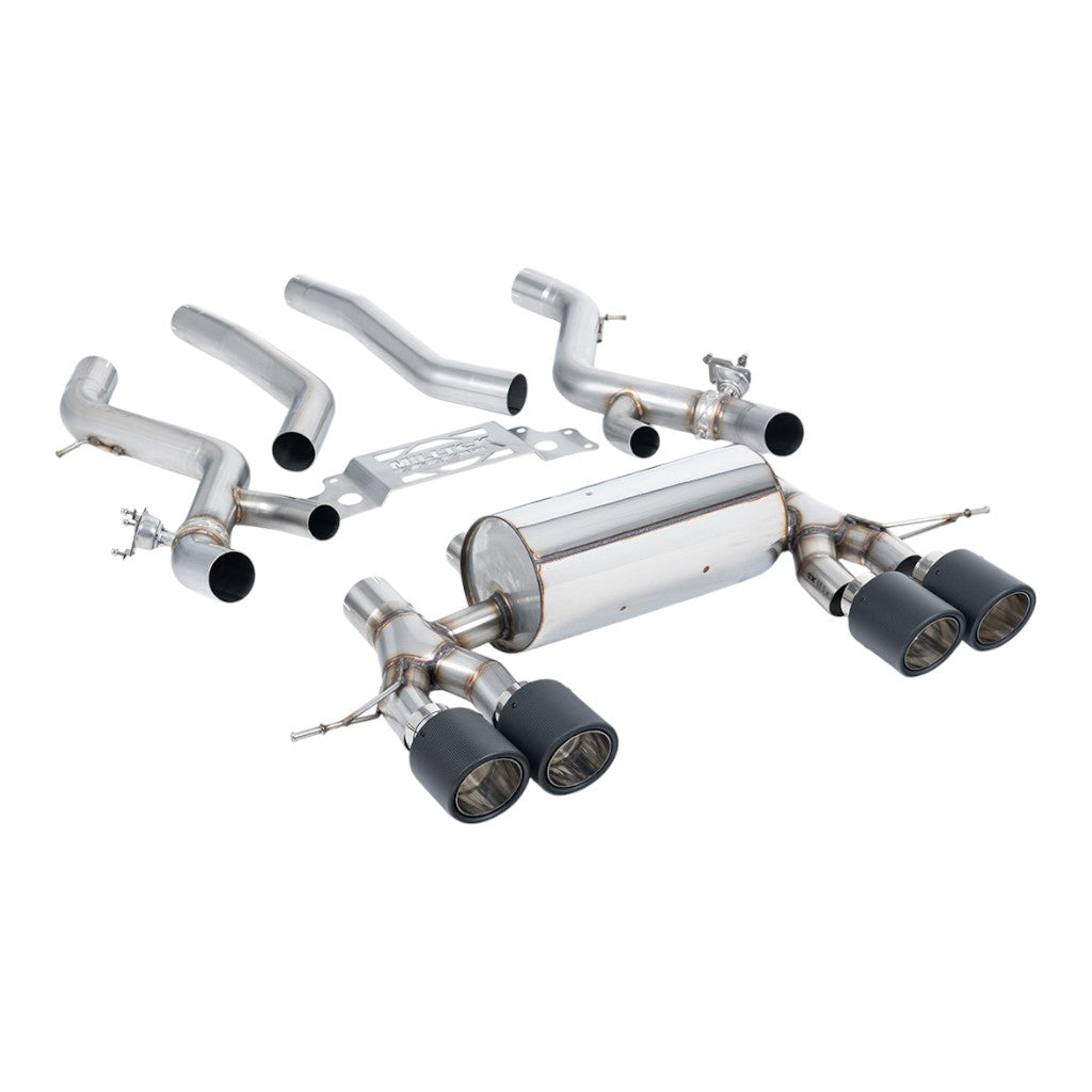 MILLTEK SSXBM1285 Filter-Back Exhaust, 3" (Carbon JET-115 Trims) for BMW M2 (G87) OPF/GPF Photo-0
