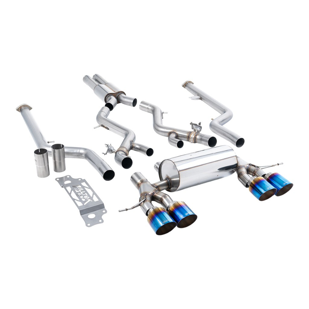 MILLTEK SSXBM1289 Cat-Back Exhaust, 3" (Blue Titanium GT-115 Trims) for BMW M2 (G87) OPF/GPF Photo-0