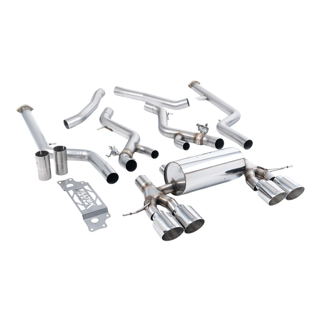 MILLTEK SSXBM1291 Cat-Back Exhaust, 3" (Polished GT-115 Trims) for BMW M2 (G87) OPF/GPF Photo-0