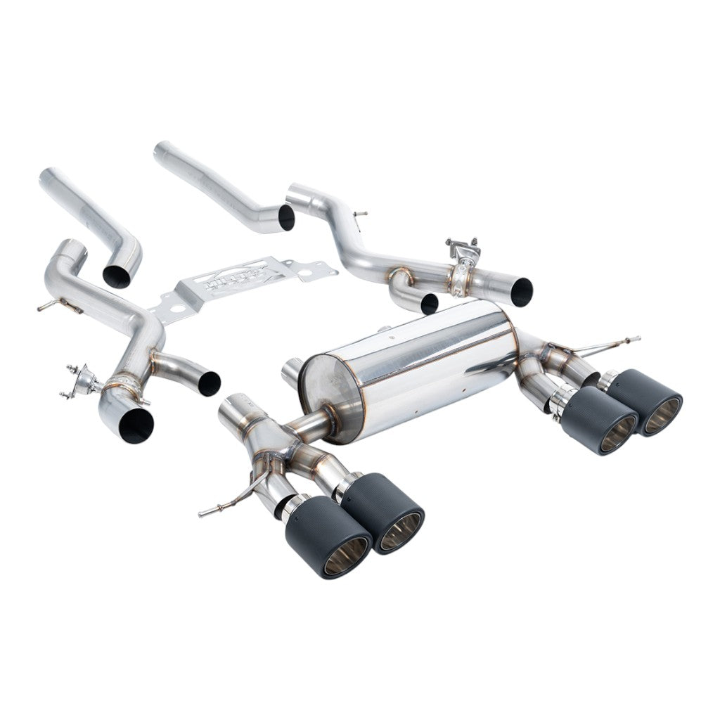 MILLTEK SSXBM1305 Secondary Cat-Back Exhaust, 3" (Carbon JET-115 Trims) for BMW M2 (G87) Non-OPF/GPF Photo-0