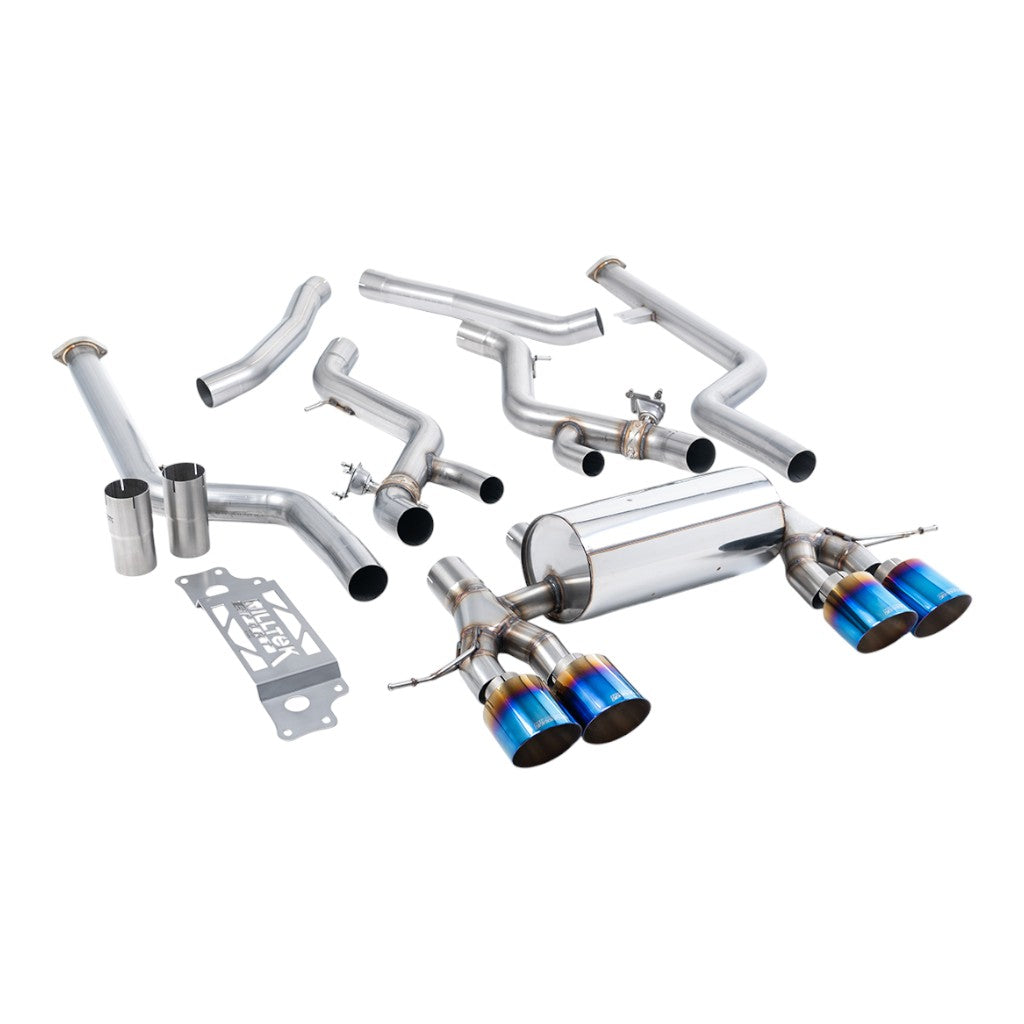 MILLTEK SSXBM1309 Cat-Back Exhaust, 3" (Blue Titanium GT-115 Trims) for BMW M2 (G87) Non-OPF/GPF Photo-0