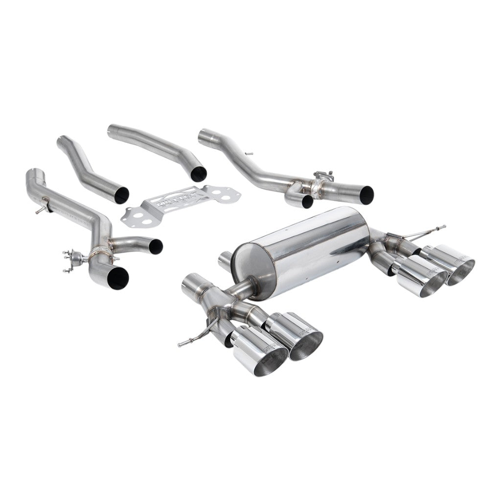 MILLTEK SSXBM1317 Secondary Cat-Back Exhaust, 3.15" (Polished GT-115 Trims) for BMW M3 (G80 / G81) / M4 (G82) Photo-0