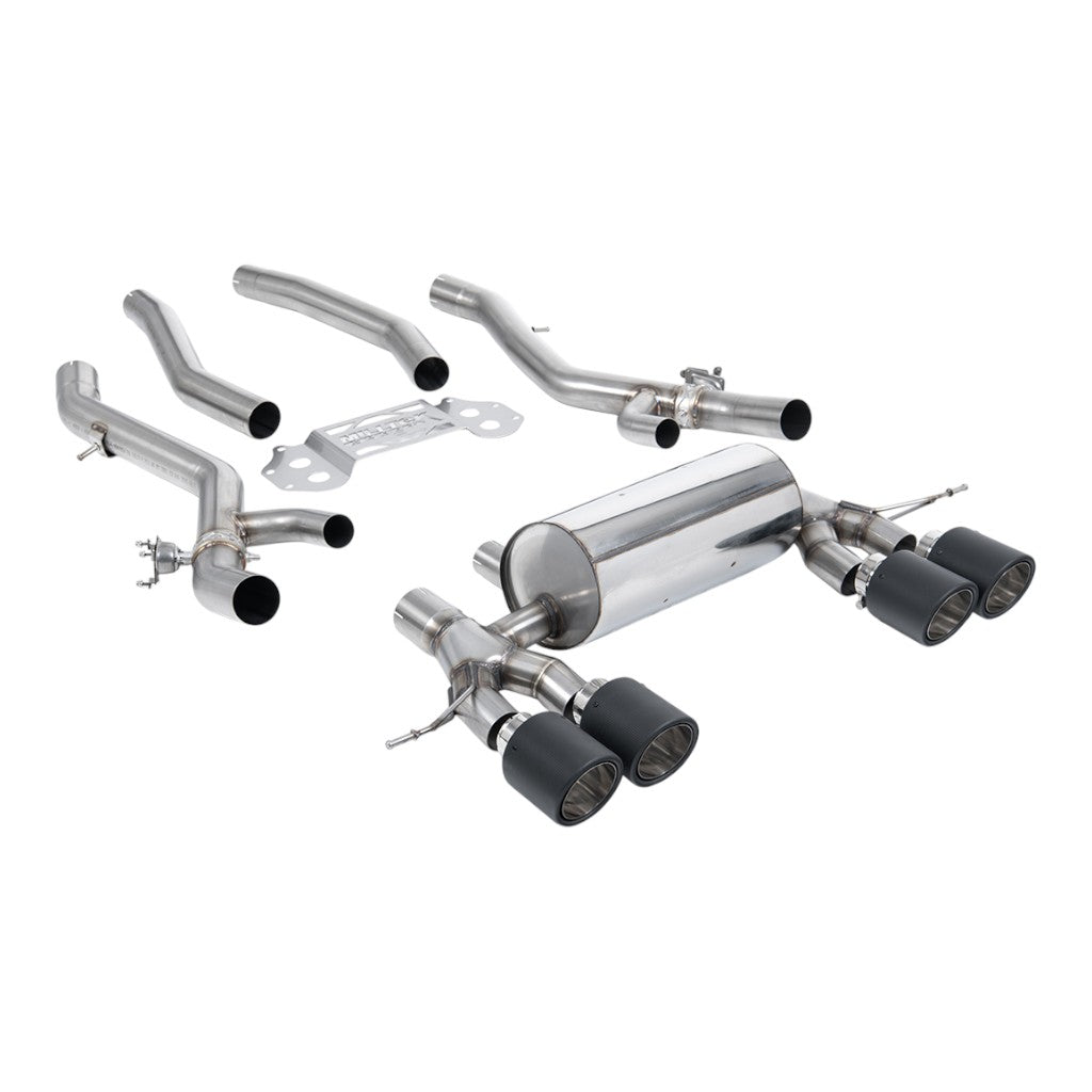 MILLTEK SSXBM1321 Secondary Cat-Back Exhaust, 3.15" (Blue Titanium GT-115 Trims) for BMW M3 (G80 / G81) / M4 (G82) Photo-0