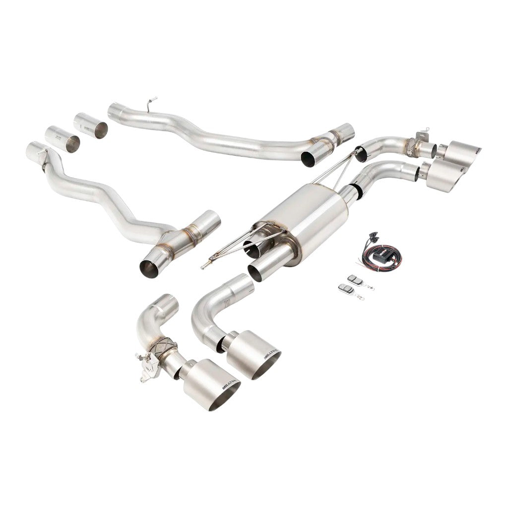 MILLTEK SSXBM1412 Axle-Back Exhaust, 3.15'' (GT-115 Brushed Titanium Tips) for BMW M5 (G90 / G99) Photo-0