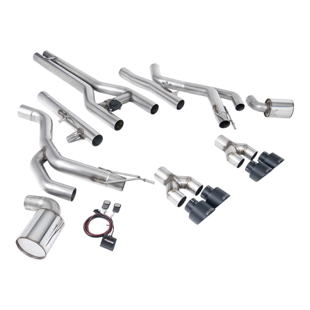 MILLTEK SSXDOD102 Front Pipe-Back Exhaust, 3" (Cerakote Black GT-100 Tips) for DODGE Challenger SRT Hellcat 2015-2022 Photo-0