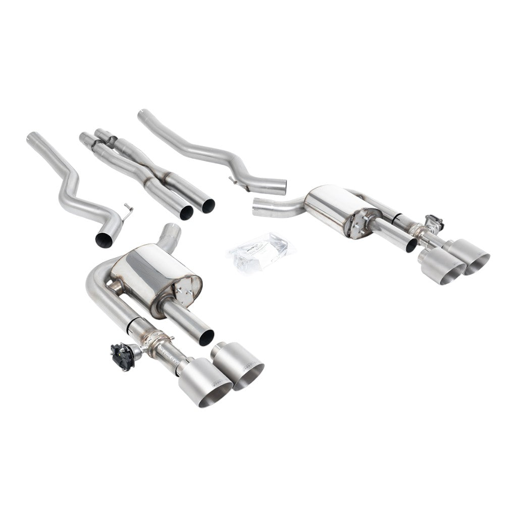 MILLTEK SSXFD418 Cat-Back Exhaust, 2.76" (Brushed Titanium GT-115 Tips) for FORD Mustang Dark Horse (S650) / Mach 1 (S550) Photo-0