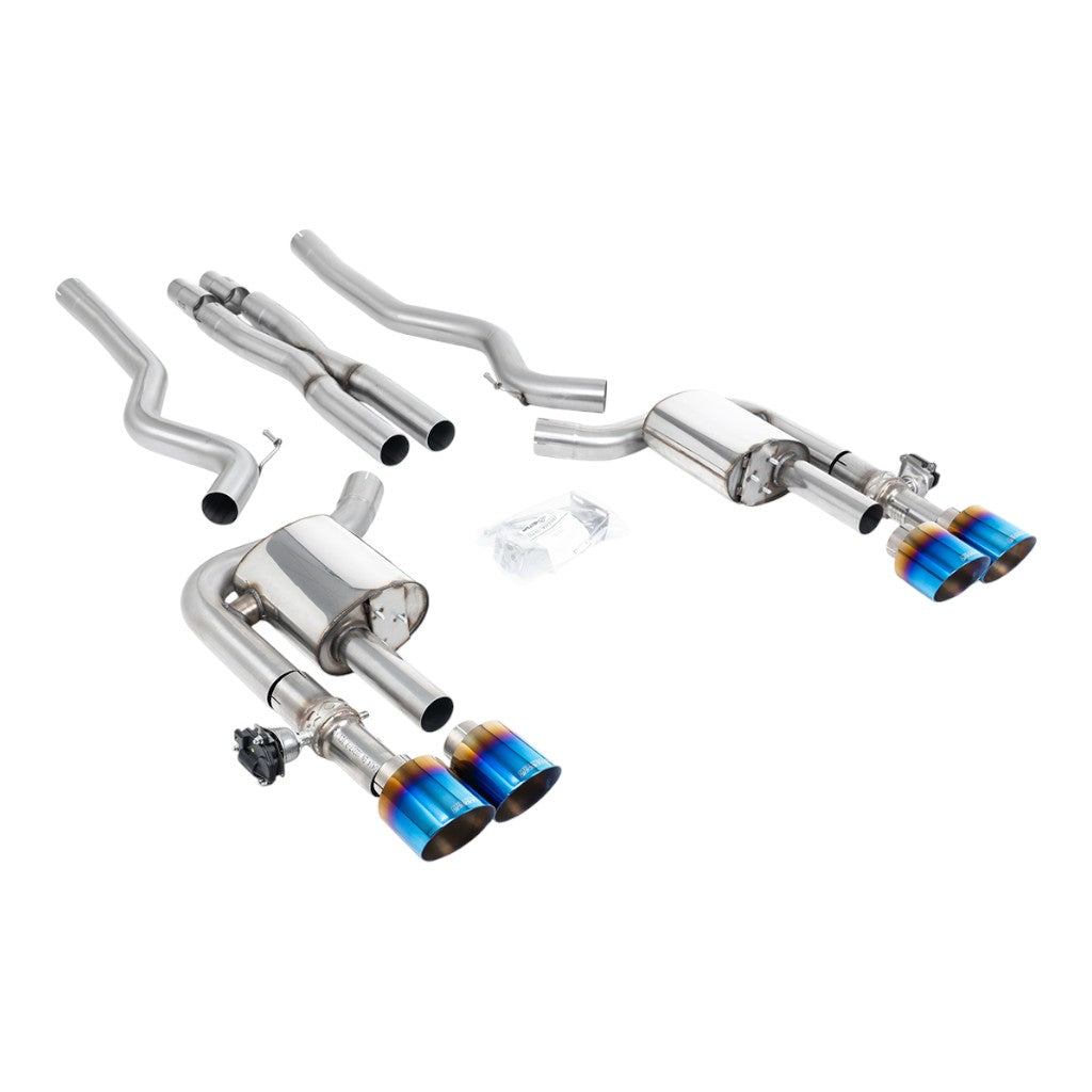 MILLTEK SSXFD419 Cat-Back Exhaust, 2.76" (Blue Titanium GT-115 Tips) for FORD Mustang Dark Horse (S650) / Mach 1 (S550) Photo-0
