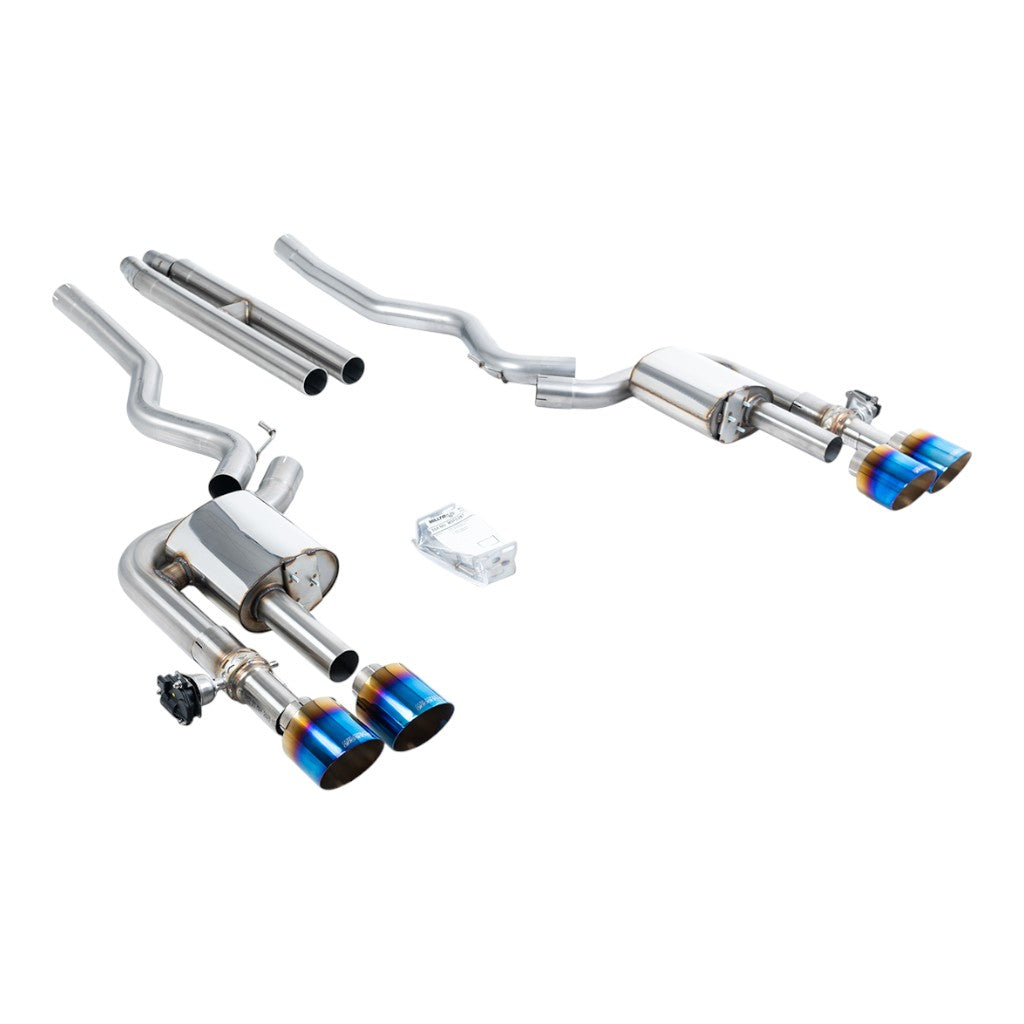 MILLTEK SSXFD423 Cat-Back Exhaust, 2.76" (Blue Titanium GT-115 Tips) for FORD Mustang Dark Horse (S650) / Mach 1 (S550) Photo-0