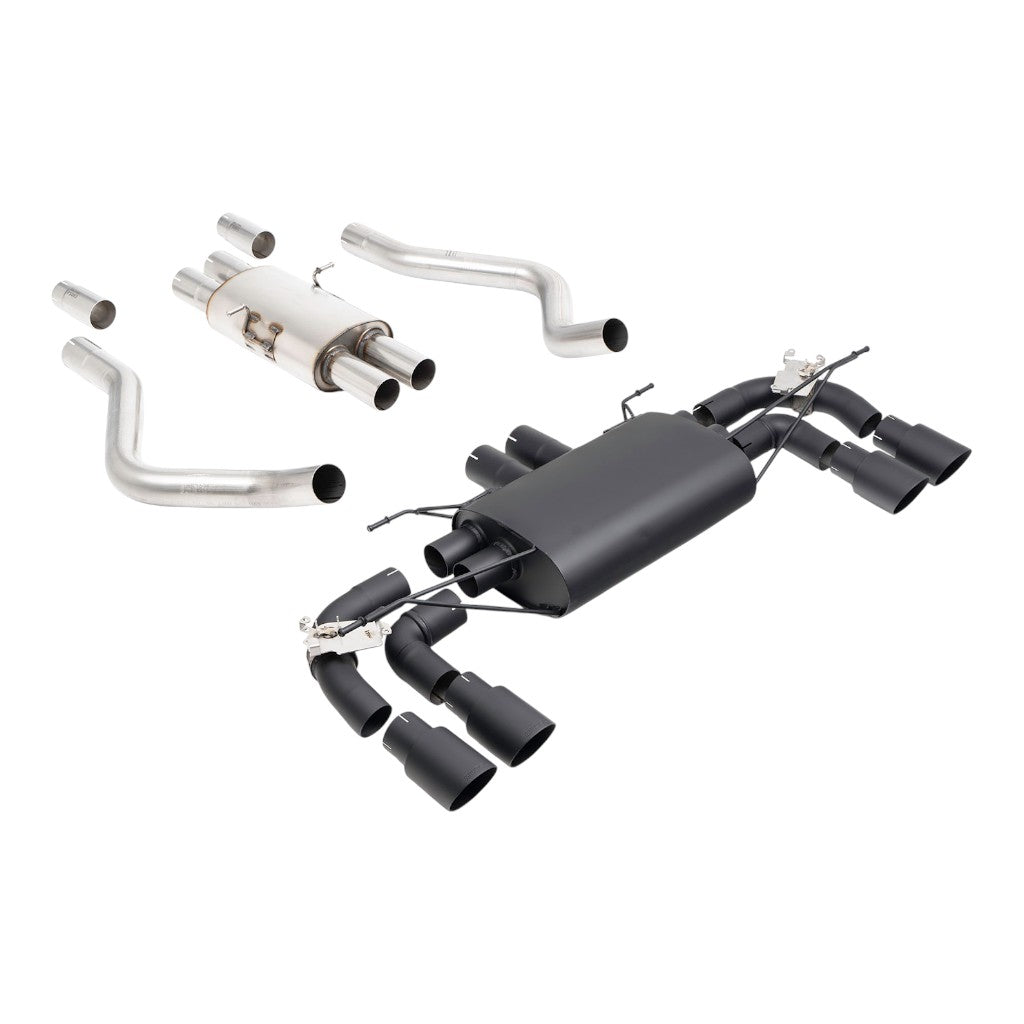 MILLTEK SSXLR255 Cat-Back Exhaust, 2.76'' (Quad GT-90 Cerakote Black Trims) for LAND ROVER Defender 90 5.0 2021- Photo-0