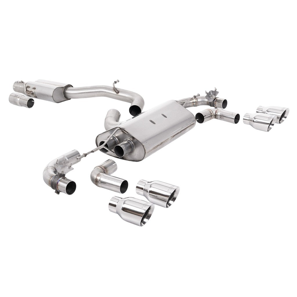 MILLTEK SSXVW656 Cat-Back Exhaust, 3.15" (Polished GT-100 Tips) for VW Golf R (MK7.5) Photo-0