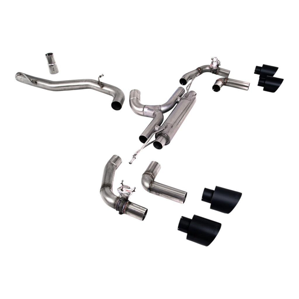 MILLTEK SSXVW668 Filter-Back Exhaust, 3.15" (Cerakote Black GT-115 Trims) for VW Golf R (MK8) Photo-0