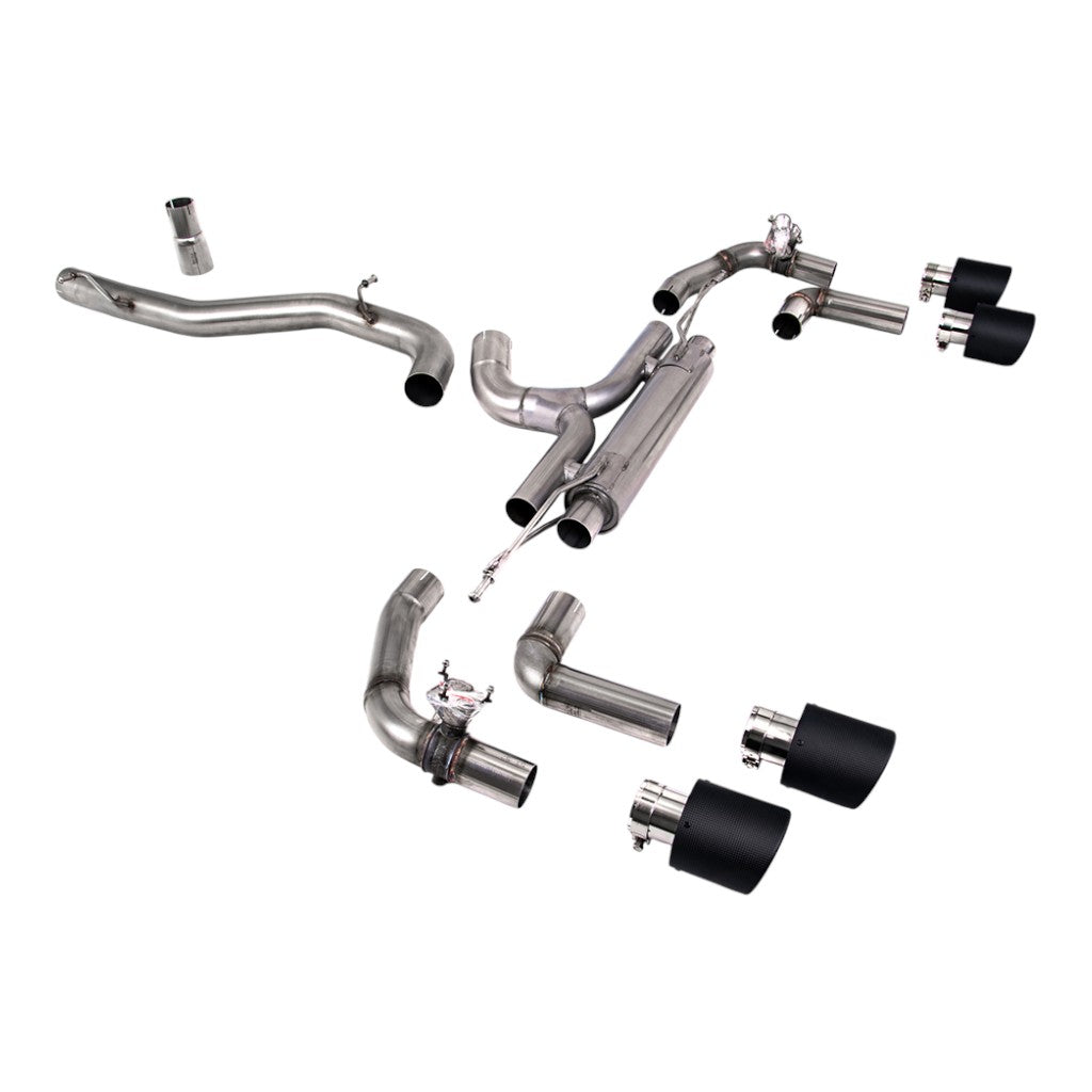 MILLTEK SSXVW671 Cat-Back Exhaust, 3.15" (Carbon JET-115 Trims) for VW Golf R (MK8) Photo-0