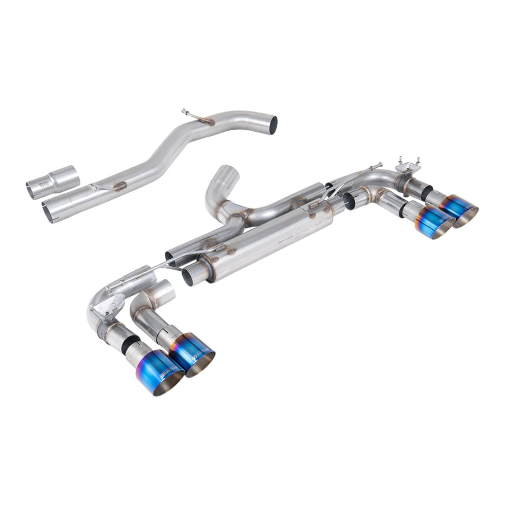 MILLTEK SSXVW716 Cat-Back Exhaust, 3.15" (Blue Titanium GT-100 Trims) for VW Golf R (MK7) Photo-0