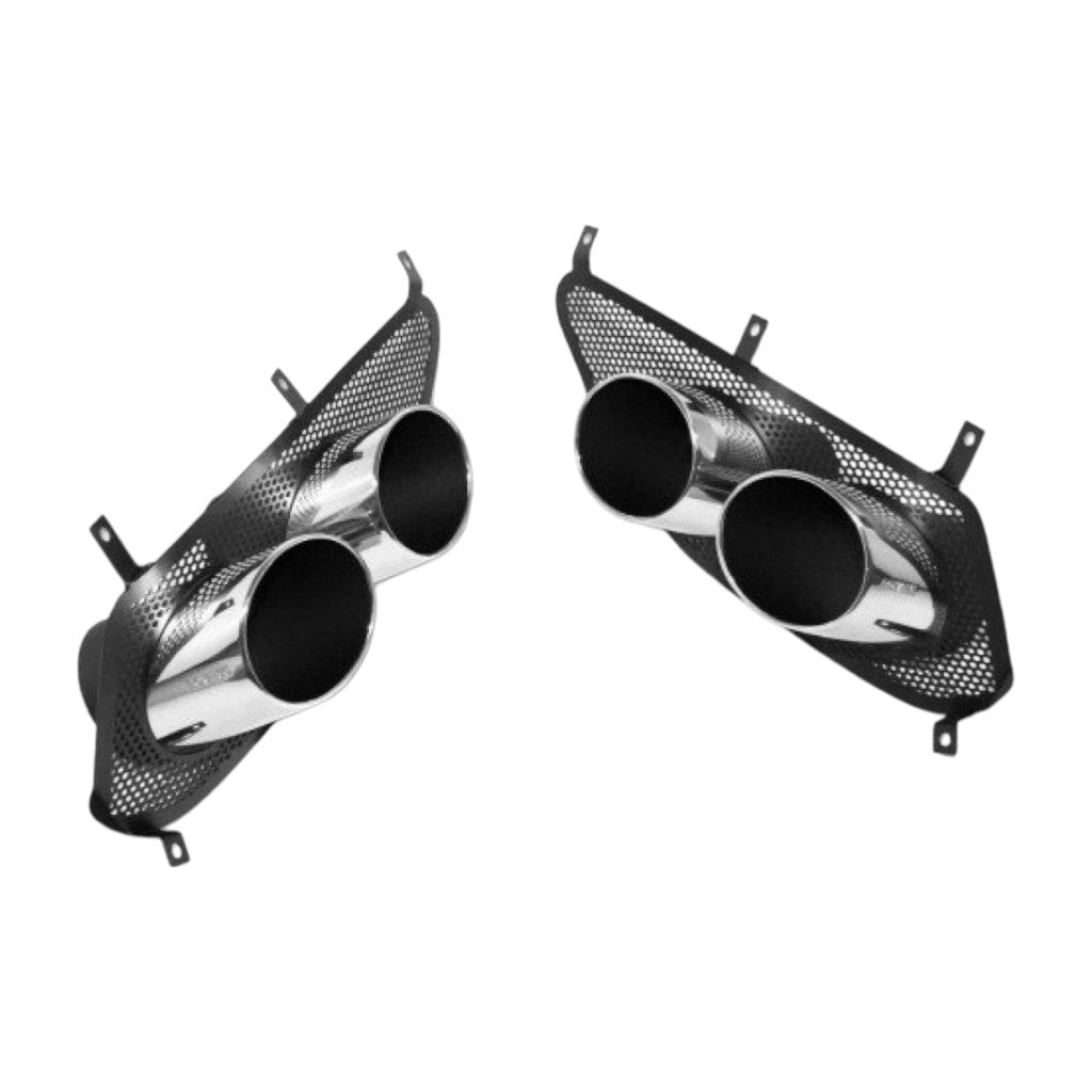 NOVITEC F1 333 33BL Tailpipes With New Mesh-Insert Polished, Black, 2pcs for FERRARI Roma 2020- Photo-0