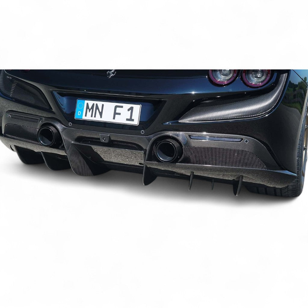 NOVITEC F6 444 59 Diffuser, Visible Carbon (Cars With Rearview-Camera) for FERRARI F8 2019- Photo-1