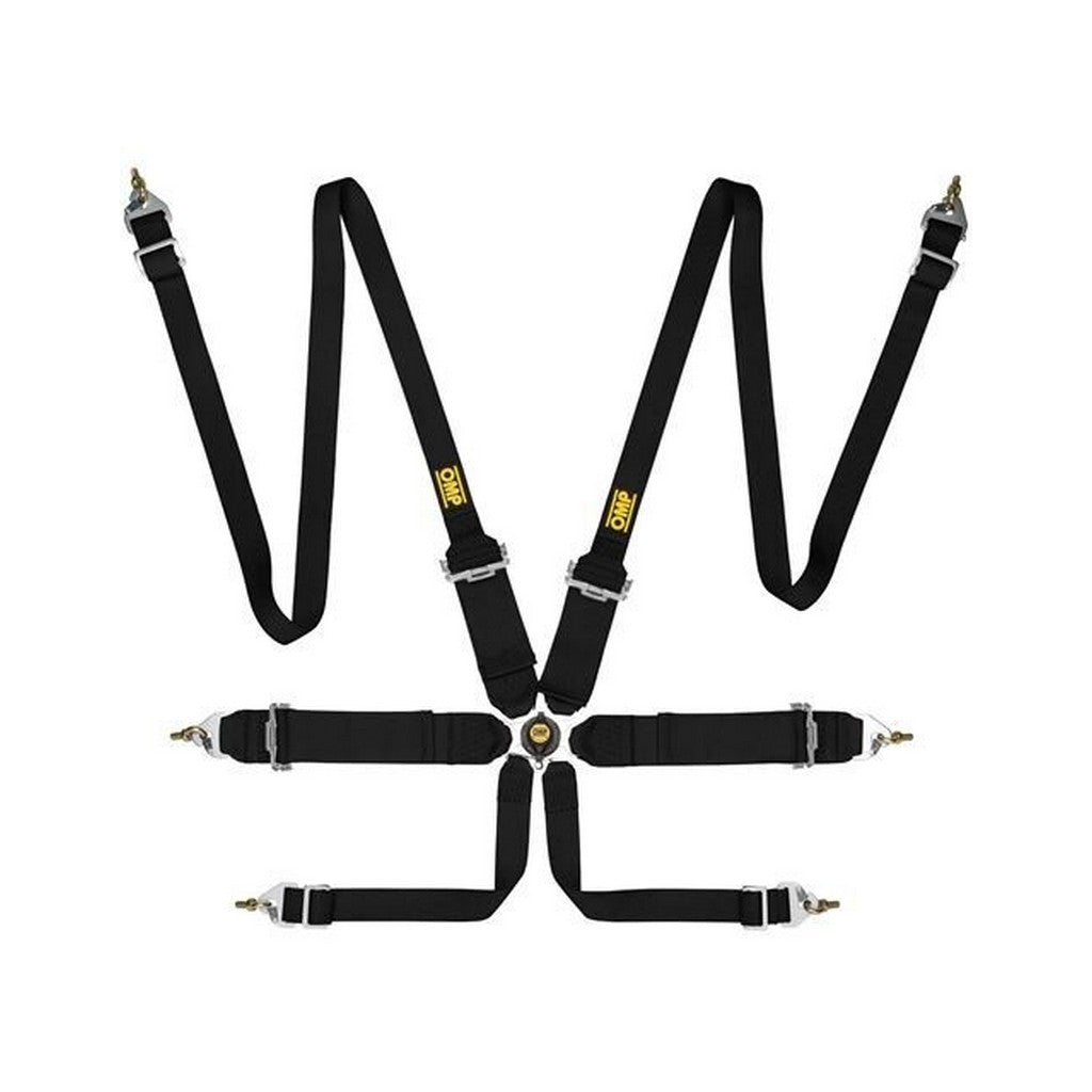 OMP DA0-0204-B02-071 Safety Harness First 3+2 Pull Up, 2/3-3-2 ", 6-Point, FIA 8853-2016, Black Photo-0
