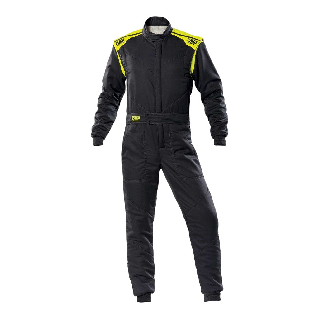 OMP IA0-1828-E01-184-56 Racing Suit First-S MY2020, FIA 8856-2018, Anthracite / Fluo Yellow, Size 56 Photo-0