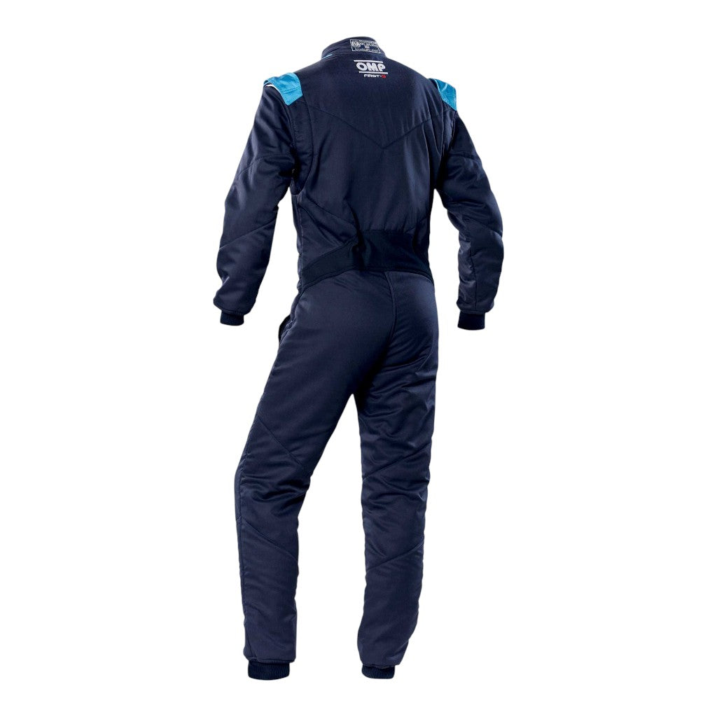 OMP IA0-1828-E01-244-54 Racing Suit First-S MY2020, FIA 8856-2018, Navy Blue / Cyan, Size 54 Photo-1