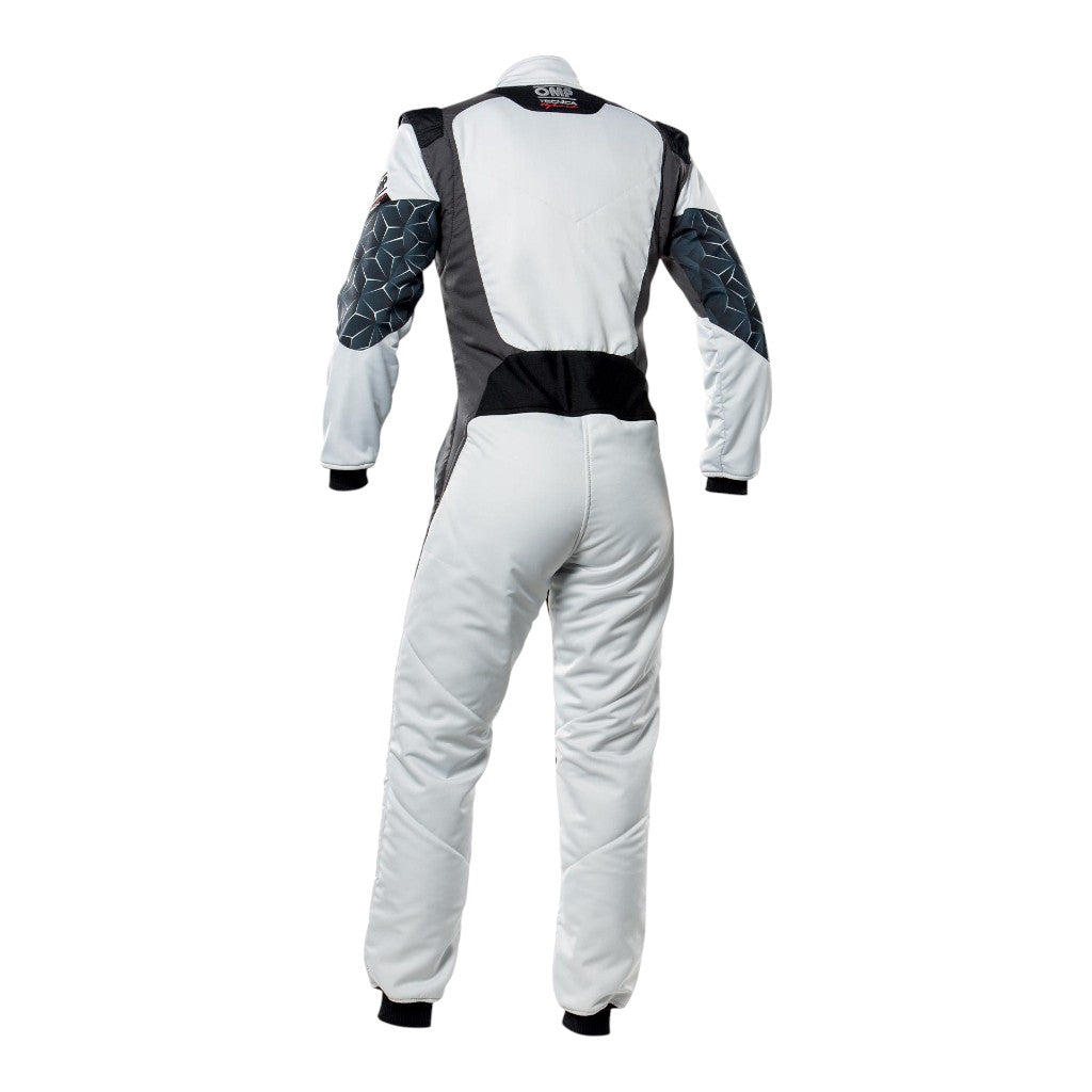 OMP IA0-1864-A01-089-54 Racing Suit Tecnica Hybrid, FIA 8556-2018, Silver / Black, Size 54 Photo-1