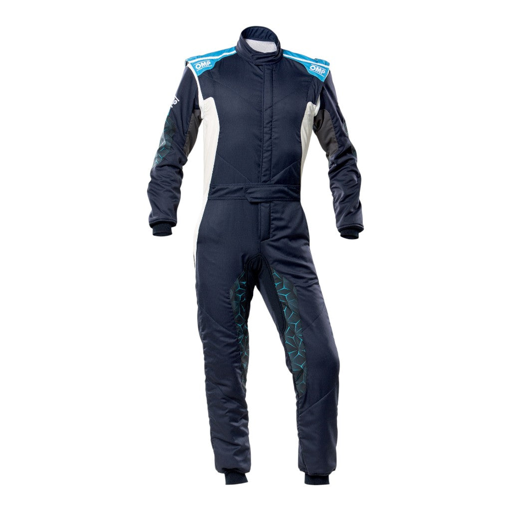 OMP IA0-1864-A01-244-50 Racing Suit Tecnica Hybrid, FIA 8556-2018, Navy Blue / Blue, Size 50 Photo-0