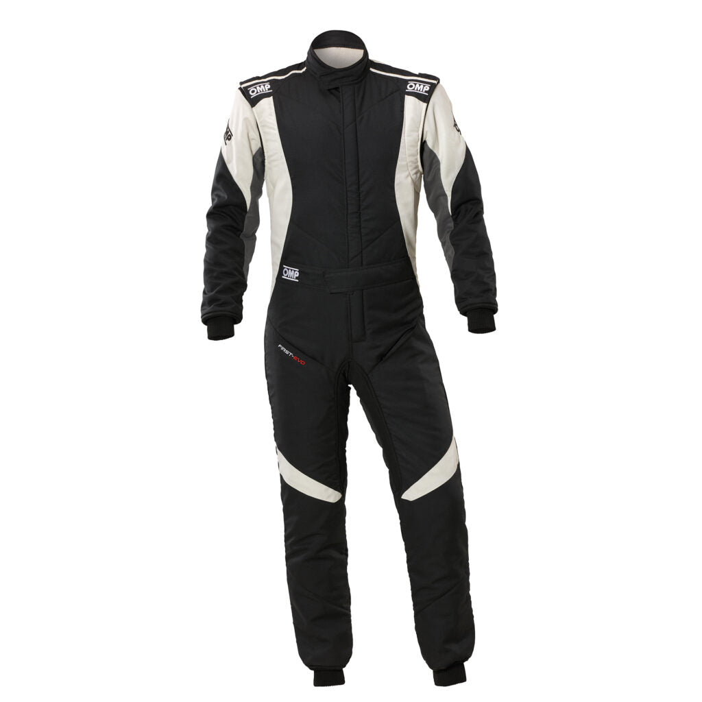 OMP IA0-1874-A01-076-62 Racing Suit First Evo My2025, FIA 8856-2018, Black / White, Size 62 Photo-0